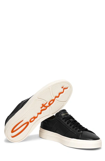 Santoni Low-top Lace-up Sneakers In Black-n01