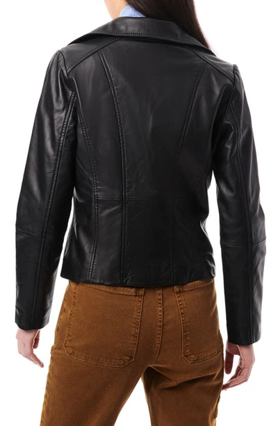 Shop Bernardo Lambskin Leather Moto Jacket In Black