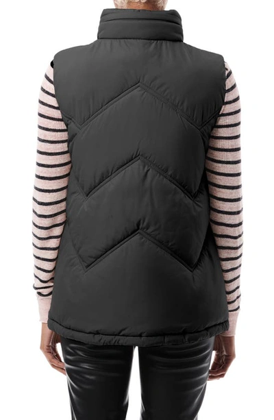 Shop Bernardo Chevron Quilted Puffer Vest In Black