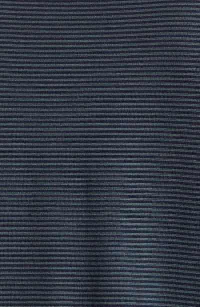 Shop John Smedley Lockton Microstripe Long Sleeve Merino Wool Polo In Highland Green/ Midnight