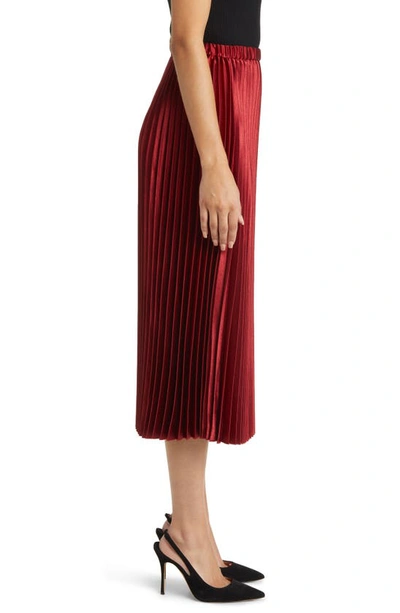 Shop Anne Klein Pleated Satin Skirt In Titan Red