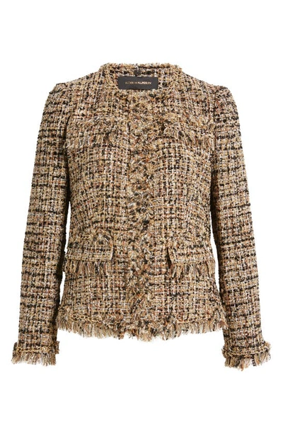 Kobi Halperin Lisa Chain-trim Fringe Tweed Jacket In Gold