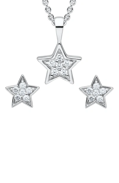 Shop Mignonette Pavé Star Pendant Necklace & Earrings Set In Silver