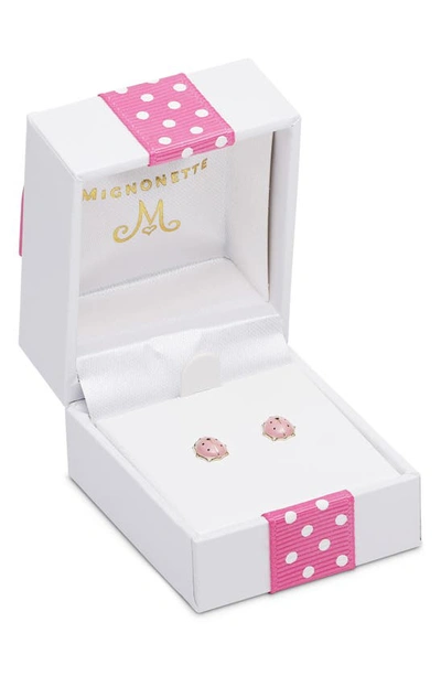 Mignonette 14k Gold Ladybug Stud Earrings In Gold