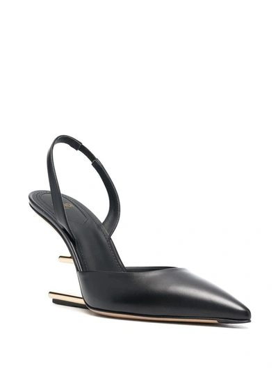 Shop Fendi First Leather Slingback Pumps In Black