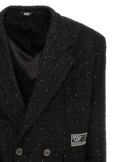 Shop Gcds Tweed Blazer In Black