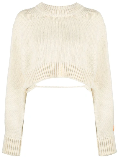 Shop Heron Preston Cropped Wool Sweater In White