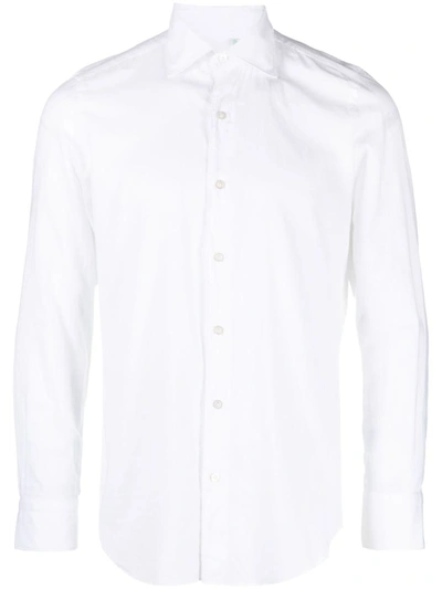Shop Finamore Slim Fit Flannel Shirt In White