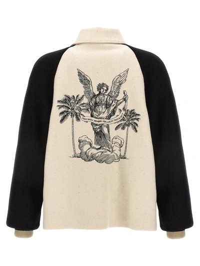 Shop Palm Angels 'university' Jacket In White/black