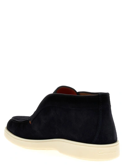 Shop Santoni Suede Boots In Blue