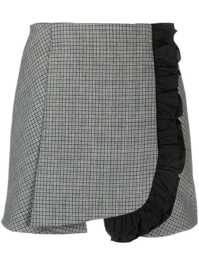 Msgm Ruffled-trim Wool Mini Skirt In Grey
