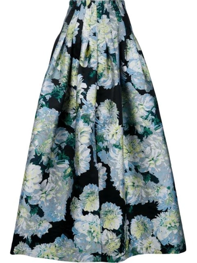 Adam Lippes Woman Pleated Floral-jacquard Maxi Skirt Blue