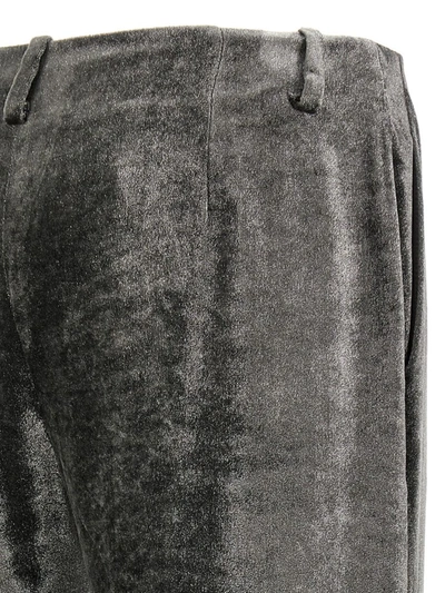 Shop Alberta Ferretti Velvet Pants In Gray