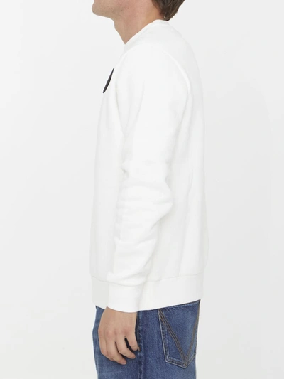 Shop Moncler Cotton Sweatshirt With Logo In Cream