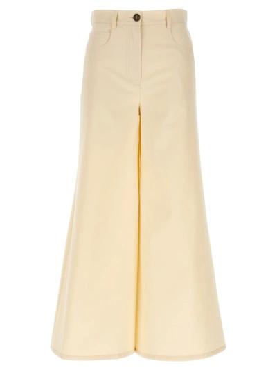 Shop Rochas Wide Leg Jeans In Beige