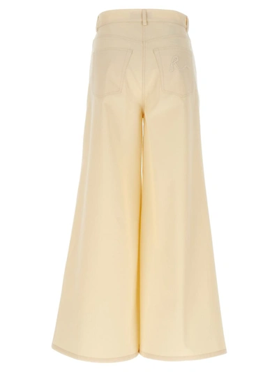 Rochas Wide Leg Jeans With Front And Back Pockets In Beige