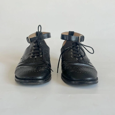 Pre-owned Chanel Black Leather Oxford Style Lace Up Shoes, 38.5