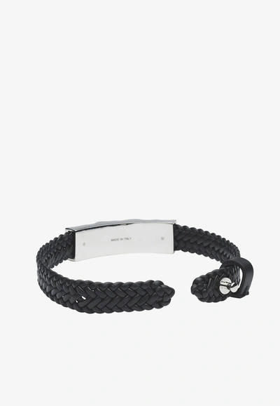 Shop Ferragamo Braided Logo Bracelet In Black