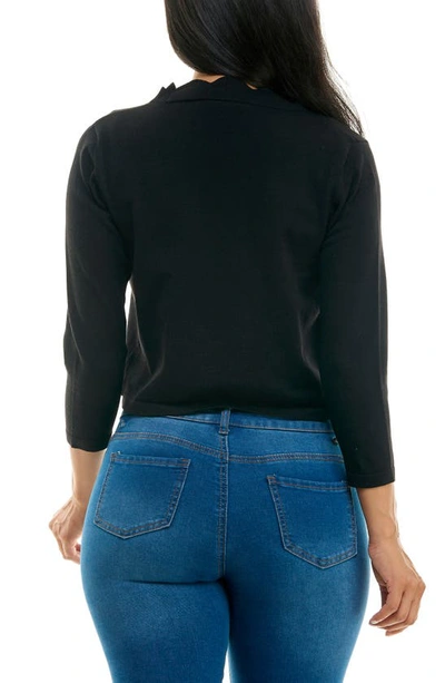 Nina Leonard Scalloped Bolero Shrug Sweater In Black