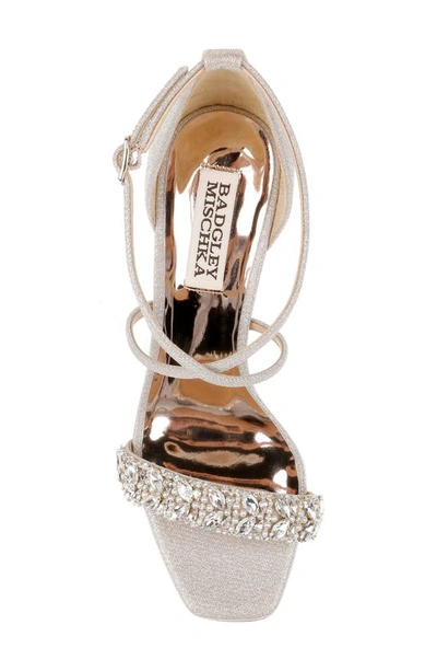 Shop Badgley Mischka Collection Nala Jeweled Toe Sandal In Champagne