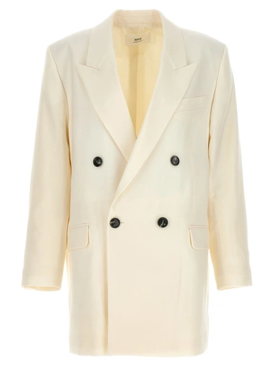 Shop Ami Alexandre Mattiussi Ami Paris Double-breasted Wool Blazer In White