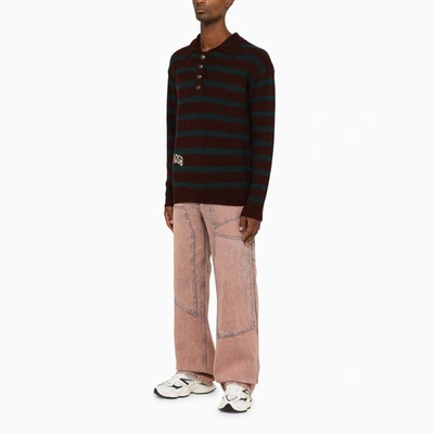 Shop Andersson Bell Adsb Striped Knit Polo In Burgundy
