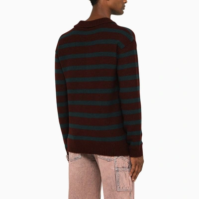 Shop Andersson Bell Adsb Striped Knit Polo In Burgundy