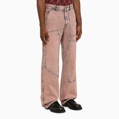 Shop Andersson Bell Wax Coated Wide Leg Jeans In Pink