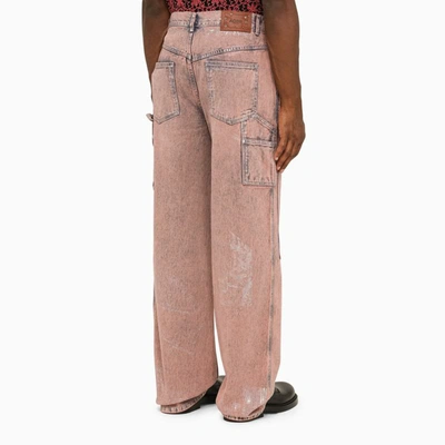 Shop Andersson Bell Wax Coated Wide Leg Jeans In Pink