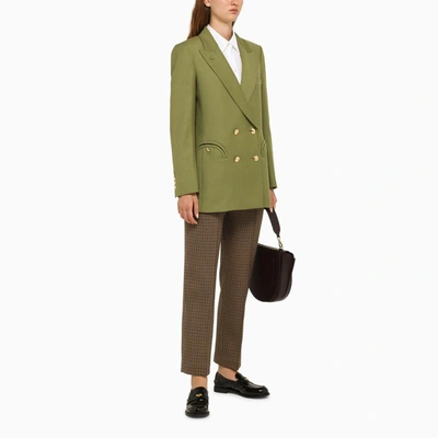 Shop Blazé Milano Double-breasted Bamboo Jacket In Green