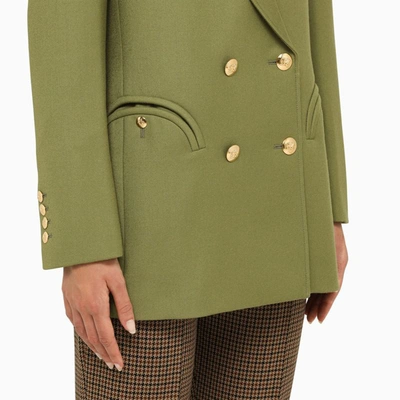 Shop Blazé Milano Double-breasted Bamboo Jacket In Green
