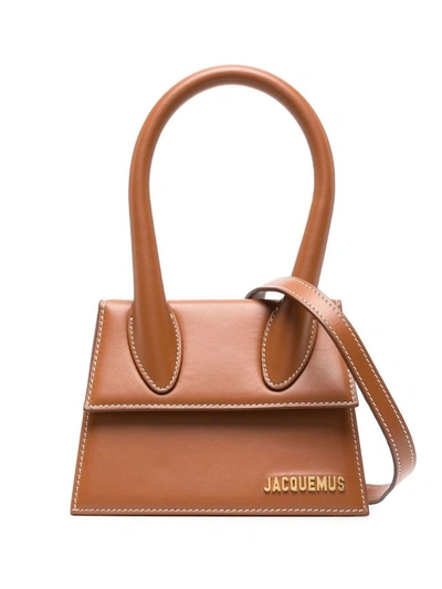 Shop Jacquemus Le Chiquito Moyen Handbag In Leather Brown