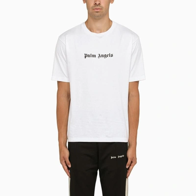 Shop Palm Angels T-shirt With Logo Lettering In White