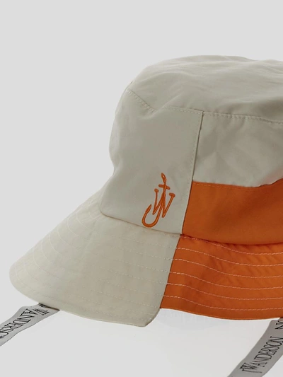Shop Jw Anderson Asymmetric Colourblock Bucket Hat In Whiteorange