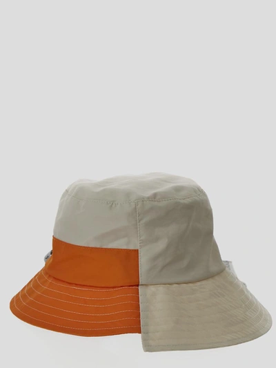 Shop Jw Anderson Asymmetric Colourblock Bucket Hat In Whiteorange