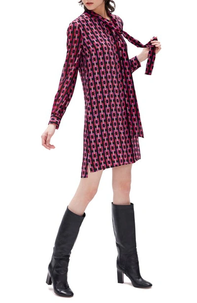 Shop Diane Von Furstenberg Prue Geo Print Long Sleeve Dress In Chain Geo Multi Lg Red