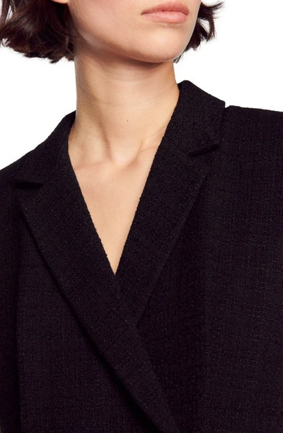 Shop Sandro Alexandrie Notch Lapel Tweed Dress In Black