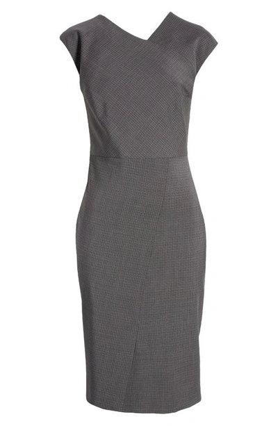 Shop Hugo Boss Dechesta Faux Wrap Wool Sheath Dress In Grey Miscellaneous