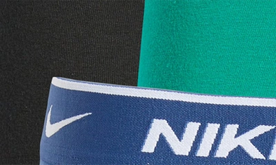Shop Nike Dri-fit Essential 3-pack Stretch Cotton Boxer Briefs In Mystic Navy/ Malachite/ Black