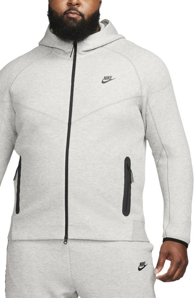 Shop Nike Tech Fleece Windrunner Zip Hoodie In 063 Dk Grey Heather/ Black
