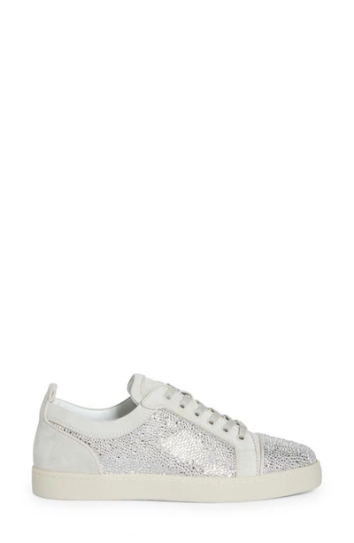 Shop Christian Louboutin Louis Junior Crystal Embellished Sneaker In F668-albatre/ Cry Argent Flare