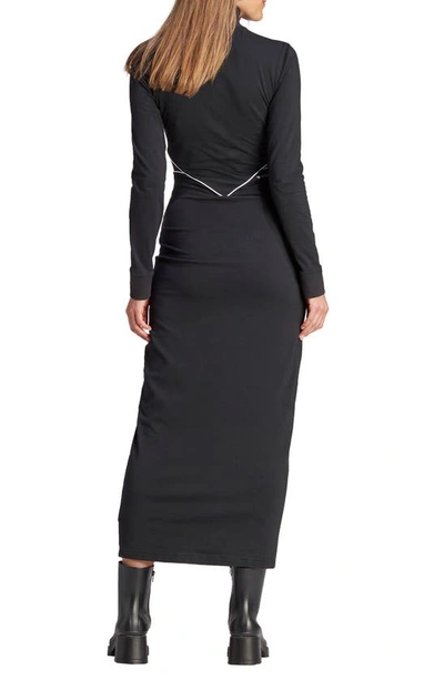 Shop Adidas Originals Turtleneck Long Sleeve Body-con Maxi Dress In Black