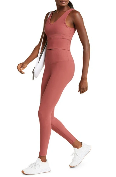 Zella Luxe Rib High Waist Leggings In Red Jelly