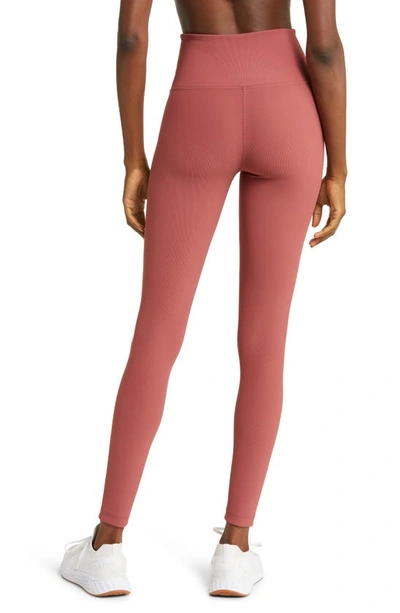 Zella Luxe Rib High Waist Leggings In Red Jelly