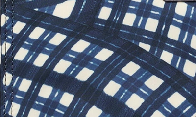 Tory Burch Ella Print Tote In Navy Warped Gingham