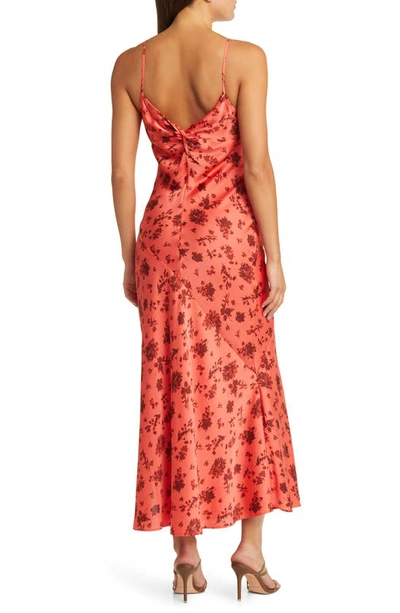 Open Edit Satin Slipdress In Orange Rumba Botanical Shadow
