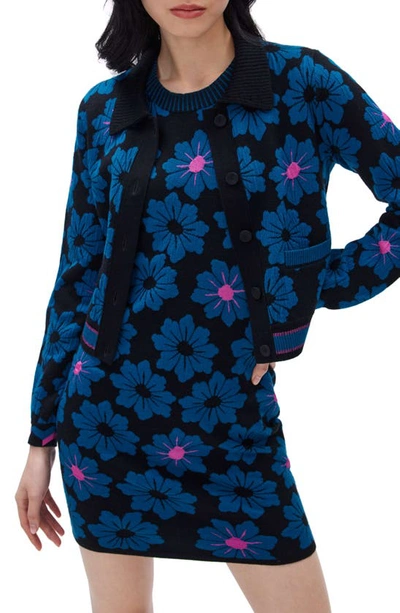 Shop Diane Von Furstenberg Petey Floral Cardigan In Daisy Dark Teal
