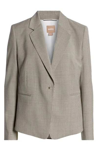 Shop Hugo Boss Jeniver Houndstooth Jacket In Beige Houndstooth