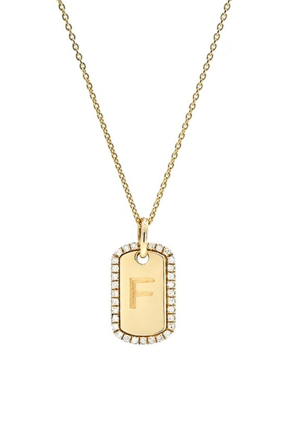 Shop Stone And Strand Tiny Diamond Dog Tag Necklace In Yellow Gold