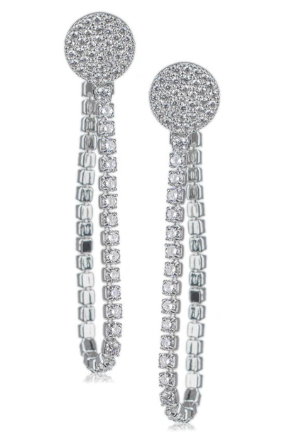 Shop Cz By Kenneth Jay Lane Cubic Zirconia Chain Drop Earrings In Clear/ Silver